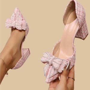 Elegant Pink Bow Women's Shoes